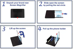 Lente d'ingrandimento portatile pieghevole da 8, 10, 12 pollici per cellulare, amplificatore per schermo, accessori per telefoni cellulari - Product Image 3