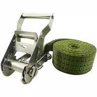 Sangle d'arrimage à cliquet robuste de 2 tonnes, 1,5 pouce, sans crochet, avec cliquet en acier inoxydable 304 et polyester pour la sécurisation des charges de camion