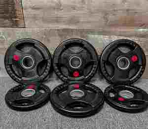 Equipo de Gimnasio Comercial para el Hogar, Discos de Pesas, Discos de Levantamiento de Pesas, Discos de Pesas de Hierro con Revestimiento Tri-Grip, Discos de Pesas de Goma - Product Image 5