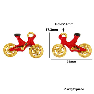 Pendentif en acier inoxydable motif animal de dessin animé mignon, montgolfière et vélo, accessoire DIY pour bracelet, collier, porte-clés - Product Image 2