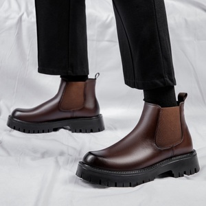 Bottes <span class=keywords><strong>Chelsea</strong></span> décontractées pour hommes en cuir véritable, collection automne/hiver, vente en gros d'usine, haute qualité - Product Image 2