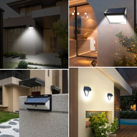 Applique murale solaire carrée à LED avec détecteur de mouvement et capteur de lumière intelligent pour jardin, villa, balcon, usage extérieur