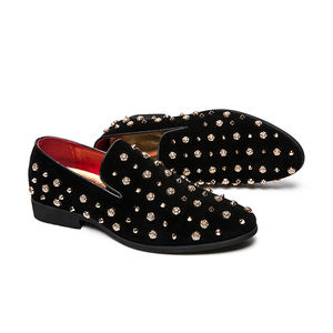 <span class=keywords><strong>Mocasines</strong></span> Personalizados con Logotipo MOQ1 para <span class=keywords><strong>Hombre</strong></span>, Zapatos Casuales de Piel Sintética con Pedrería y Remaches <span class=keywords><strong>Rosas</strong></span>, Estilo Caminar, para Bodas y Fiestas - Product Image 4