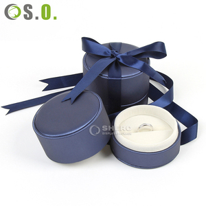 Caja de regalo de embalaje de joyería redonda pequeña de cuero PU con logotipo personalizado, caja de almacenamiento con colgante de anillo, cajas de joyería - Product Image 2