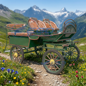 Carreta para Caballos Mejorada con Estructura de Acero de 4 Ruedas |   Sistema de Arnés Ajustable para Carruaje de Caballos con Amortiguación de Impactos, Freno de Mano y de Pie, para 6 Personas - Product Image 1