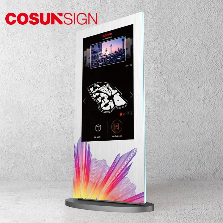 Cosun تعمل باللمس الرقمية لافتات خارج كشك شاشة تعمل باللمس كشك الطوطم شاشة الكريستال السائل الإعلان lcd ، الطابق الدائمة اللمس حصاة