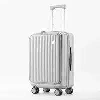Valise de voyage multifonctionnelle grande capacité, étanche, roues pivotantes silencieuses à 360°, serrure à combinaison, ABS+PC, ouverture latérale, extérieur