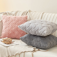 Nouvelle Housse de Coussin Simple Style Uni en Peluche, Coussin de Canapé Jacquard pour la Maison et la Chambre