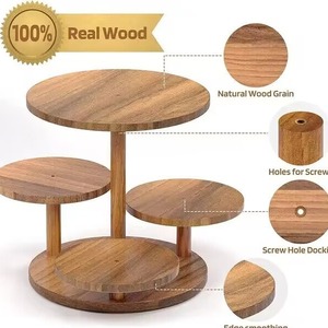 Estante de madera de varios niveles para postres, soporte de roble para pasteles, bandeja de exhibición para decoración del hogar, regalo. - Product Image 5