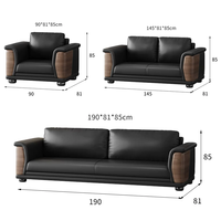 Ensemble de canapés de bureau modernes en cuir 3+2+1 places, canapé de réception exécutif avec table basse et accoudoirs en bois, mobilier de bureau de direction