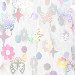 <span class=keywords><strong>Guirlande</strong></span> décorative papillon irisé pour fête d'anniversaire, baby shower, enterrement de vie de jeune <span class=keywords><strong>fille</strong></span>, bannière suspendue holographique - Product Image 1