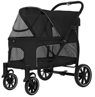 Poussette pour grand chien avec pliage en un clic, cabine extra-large de 82 cm, entrée frontale zippée, poignée réglable, roues à libération rapide, OEM