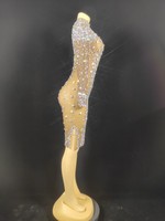 Robe de dîner à manches longues Robe formelle d'anniversaire en strass Robe courte de boîte de nuit Robe de soirée élégante pour femme Robes de soirée