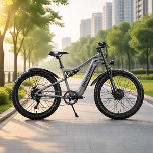 Vélo de montagne à double moteur 2000W, batterie 48V 17.5AH, pneus 26x3.0, vélo électrique haute vitesse S600 SHENGMILO, double puissance 2000W (1000W avant + 1000W arrière) - Product Image 4