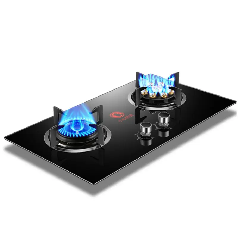 Factory direct sales household gas stoves stoves stainless steel 2 burner glass top energy-saving dual stoves