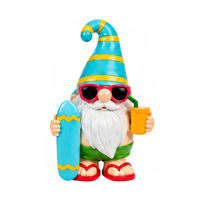 Statue de jardin et décoration extérieure BSCI Factory : Gnome de jardin surfeur avec planche de surf et boisson