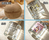Bouteille diffuseur de parfum pour voiture 8 ml personnalisable avec logo, vide, transparente, givrée rose, en verre, avec bouchon en bois