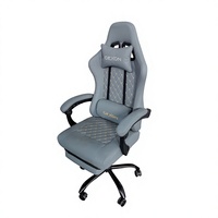Chaise de jeu en cuir avec accoudoirs longs, hauteur réglable, inclinable et pivotante, base en acier inoxydable - Le meilleur mobilier d'intérieur
