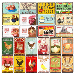 Putuo — Plaque décorative Vintage en métal, panneau en étain, poulet joyeux, rétro, vente en gros - Product Image 3