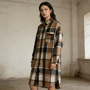 Manteau long pour femme style vintage 2026, simple boutonnage, en laine, idéal pour le froid - Product Image 4