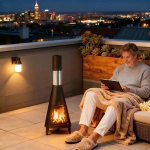 Premium Modern Portable Iron Fire Pit with Multi-Fuel Rocket <b>Stove</b> Powder Coated Grill Grate Easy Operation Outdoor BBQ Smoker - Product Image 4
