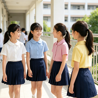 Chemisier scolaire pour filles, col arrondi, manches courtes, chemise uniforme blanche, tissu doux et respirant, vêtements scolaires personnalisés pour enfants