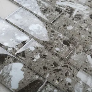 Lamine cam mozaik Backsplash yüksek sıcaklık baskı duvar kağıdı 3D sanat cam dekoratif mozaik çini temperli