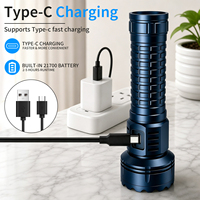 Lampe torche LED 4+1 zoomable en aluminium, rechargeable par USB, étanche, pour camping et extérieur, avec modes spot, flood et stroboscope