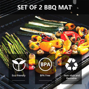 Conjunto de 2 esteiras de cozinha fácil de limpar, antiaderentes, forro de forno reutilizável, tapete para churrasco, grelha, carvão, outros acessórios, 50x40 cm - Product Image 3