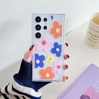 Coque transparente souple avec motifs de fleurs et de feuilles pour Samsung S24 FE S24 Ultra S22 S23 Ultra Plus A15 A25 A35 A54 A34 A24 A14 A53 A33 A23