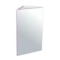 Ensemble de meuble-lavabo mural d'angle en MDF violet avec lavabo en céramique et miroir encadré assorti