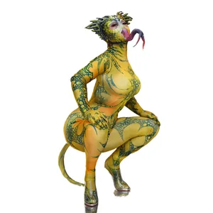 设计师蜥蜴角色扮演服装动物角色扮演游戏套装女性万圣节恐怖节服装舞蹈连身衣舞台服装