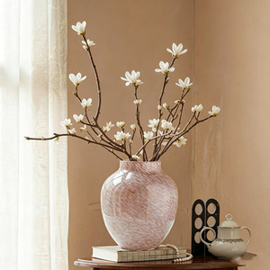 Jarrón de Flores de Vidrio Rosa Estilo Francés Vintage, Elegante Jarrón para Plantas Acuáticas, Adorno Decorativo para Mesa de Hogar - Product Image 6
