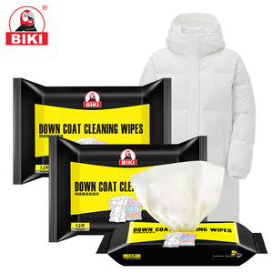 BIKI OEM ODM Portable Nonwoven <span class=keywords><strong>Wet</strong></span> <span class=keywords><strong>Wipes</strong></span> Instant Stain Removal Down Jacket Cleaning Wipe Customizável - Product Image 1