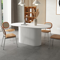 Table à manger en ardoise nordique, mobilier de maison, table à manger multifonctionnelle blanche créative, ensemble de chaises, mobilier de salle à manger ovale tendance