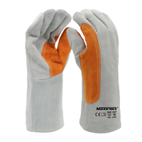 Gants de sécurité MaxiPact en cuir de vachette à manches longues pour soudeurs TIG, résistants à la chaleur, confortables, protection des mains pour hommes, OEM CE 14 pouces