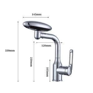 Meilleures ventes : Robinet de lavabo de salle de bain moderne en laiton avec <span class=keywords><strong>mitigeur</strong></span>, 4 modes de jet, tête de pulvérisation rotative, et noyau de valve en céramique à trou unique - Product Image 5
