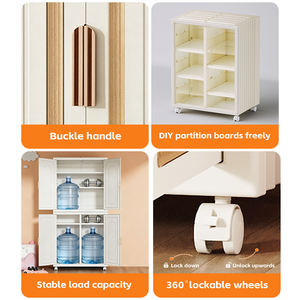 ตู้เสื้อผ้าพลาสติกพับได้แบบพกพาพร้อมล้อ ราวแขวน และตู้เก็บของแบบพับได้สำหรับห้องนอน - Product Image 4