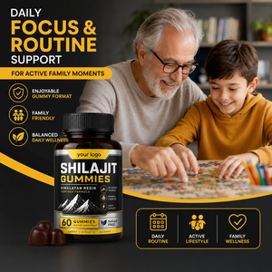 Gomme de Shilajit à l'Acide Fulvique, Sans Sucre, à Base de Plantes, Haute Puissance, Énergie et Équilibre, Certifiée GMP, Marque Privée OEM ODM - Product Image 5