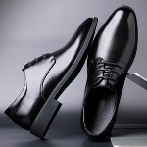 Chaussures en cuir formelles pour hommes, style britannique, à semelle souple, avec rehausseur intégré, style décontracté, peuvent être utilisées comme chaussures habillées - Product Image 3