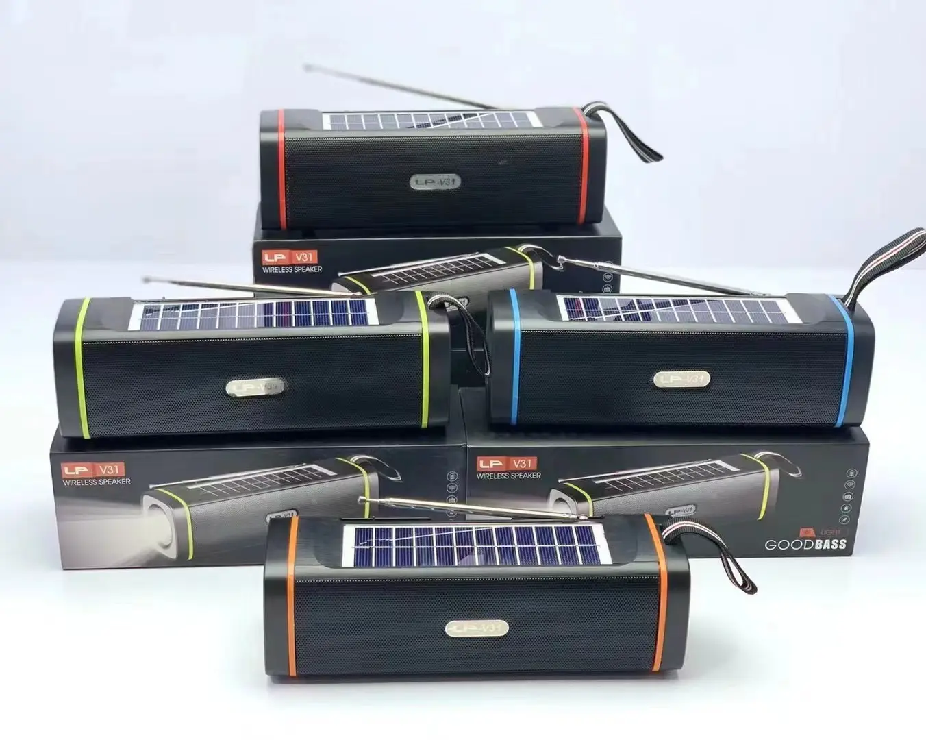 LP-V31 Solar şarj taşınabilir kablosuz hoparlör Hd ses kalitesi ile ve el feneri açık seyahat için mükemmel