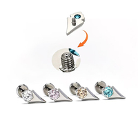 Janxe F136 G23 Titanium Ice-Cream Sparkling Zircon Flower Petal Bead Caps Internally Threaded Piercing Tops Cartilage Helix Ear