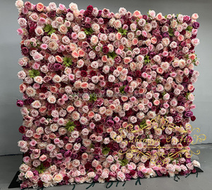 Panneau mural en tissu <span class=keywords><strong>de</strong></span> soie 5D <span class=keywords><strong>de</strong></span> haute qualité, enroulable, rose brûlé, verdure, fleurs, pour la décoration <span class=keywords><strong>de</strong></span> fond <span class=keywords><strong>de</strong></span> mariage - Product Image 4