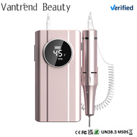 Vantrend Beauty - Perceuse à ongles professionnelle LCD 45000 tr/min, sans fil, rechargeable, faible bruit, perceuse électrique pour manucure
