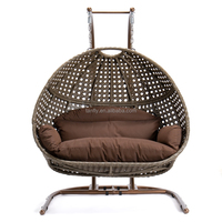 Balançoire suspendue en rotin pour patio, deux places, chaise de jardin, balançoire double