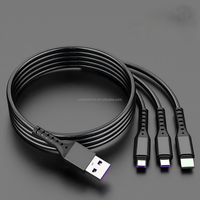 Kabel Data USB-A Fish Floss 3-in-1 Pengisian Daya Super Cepat 66W Kompatibel dengan vivo; Kabel Pengisian Cepat Satu-ke-Tiga