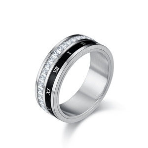 Anillo Giratorio con Números Romanos para Hombre, con Incrustaciones de Diamantes, Acero, Oro, Oro Rosa, Joyería de Moda, Regalo, Anillo para el Dedo Índice - Product Image 5