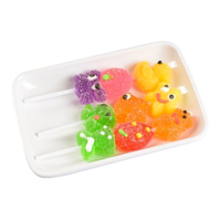 Permen Grosir OEM/ODM Label Pribadi Kustom Rasa Buah Campuran Bentuk Kartun Permen Gummy Lembut Permen Lollipop