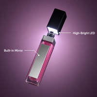 Gloss à lèvres LED végétalien imperméable de haute qualité avec miroir, logo personnalisé, rouge à lèvres liquide non collant, tubes de gloss à lèvres vides