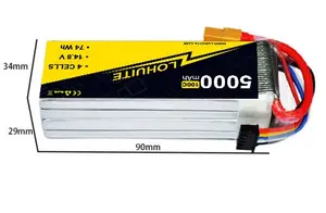 4S Lipo Batterij 5000Mah 11.1V 50c 100c Rc Lipo Batterij